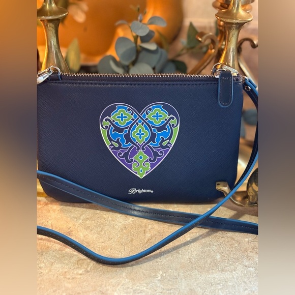 Brighton Navy Crossbody Bag with Heart Design - Picture 1 of 11